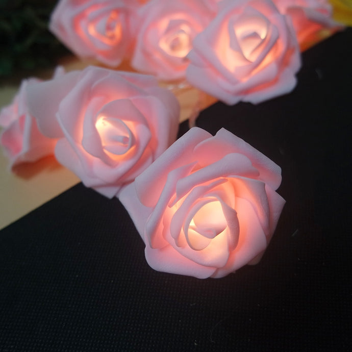 Romantic Rose Flower Garland With Led Lights Powered By Battery