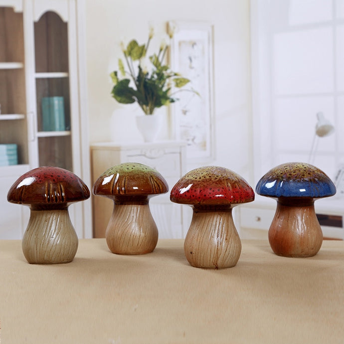 Home decoration crafts creative glaze ceramic mushroom furnishings Figurines Miniatures